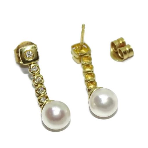 Pendientes largos cabeza cuadrada 0,20cts de diamantes - Imagen 7