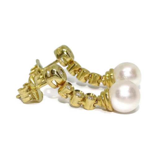 Pendientes largos cabeza redonda 0,18cts de diamantes - Imagen 3