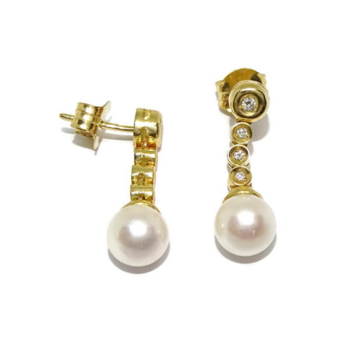 Pendientes largos cabeza redonda 0,18cts de diamantes - Imagen 4