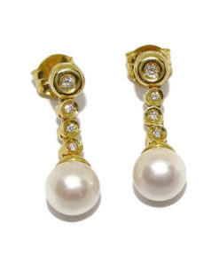 Pendientes largos cabeza redonda 0,18cts de diamantes