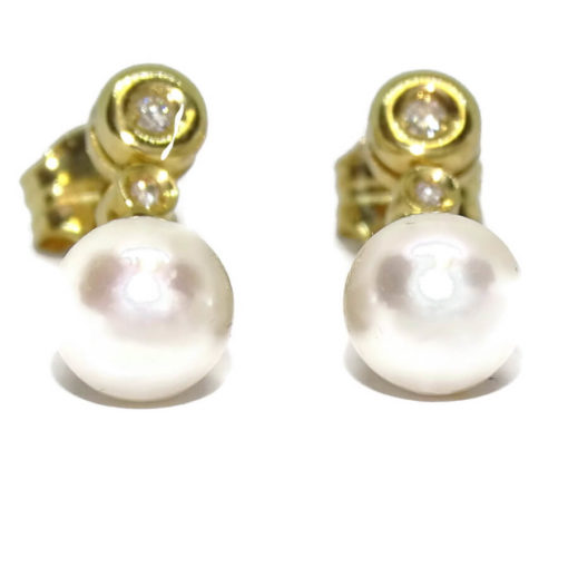 Pendientes largos cabeza redonda 0,18cts de diamantes - Imagen 5