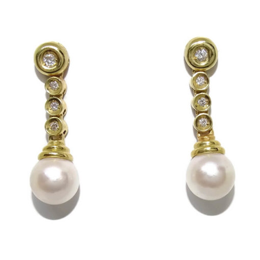 Pendientes largos cabeza redonda 0,18cts de diamantes - Imagen 7