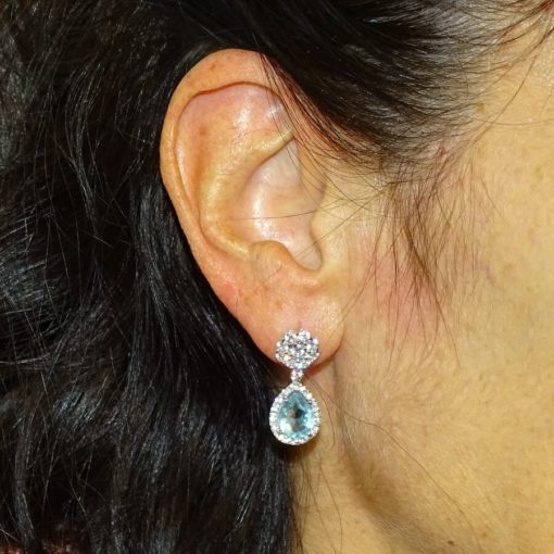 Pendientes en oro blanco con topacios y circonitas - Imagen 2