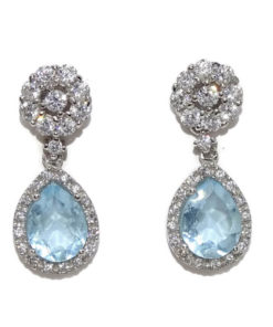Pendientes en oro blanco con topacios y circonitas