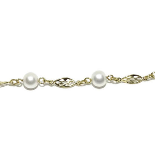 Pulsera eslabones filigrana oro y perlas especial comunión y mujer - Imagen 3