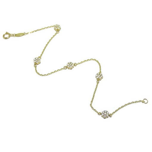 Pulsera para comunión oro y circonitas con Flores Cadena forzada - Imagen 7