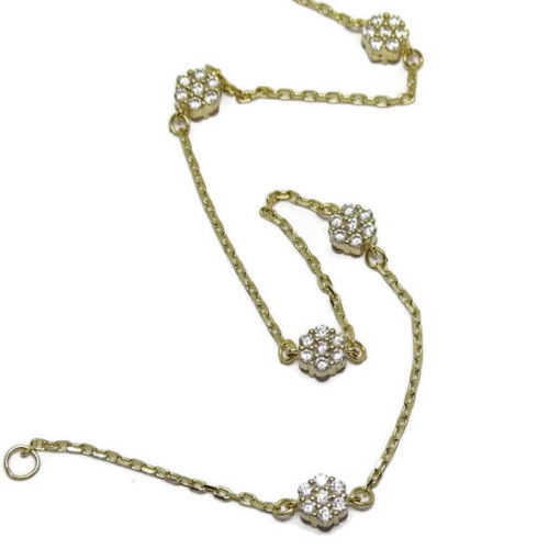 Pulsera para comunión oro y circonitas con Flores Cadena forzada - Imagen 6