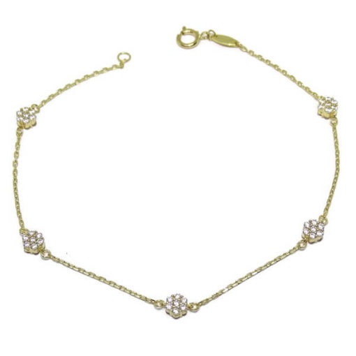 Pulsera para comunión oro y circonitas con Flores Cadena forzada - Imagen 4