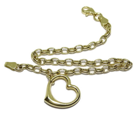Pulsera corazón lateral grande oro - Imagen 5