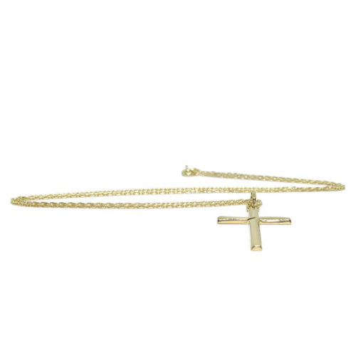 Cruz oro amarillo especial comunión con cadena - Imagen 3