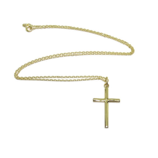 Cruz oro amarillo especial comunión con cadena - Imagen 6