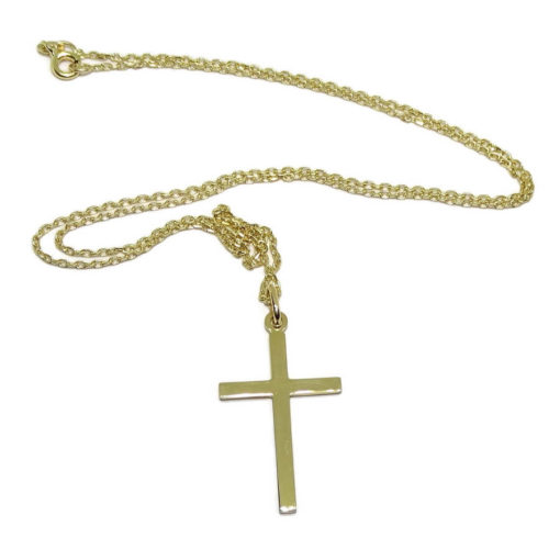 Cruz oro amarillo especial comunión con cadena - Imagen 5