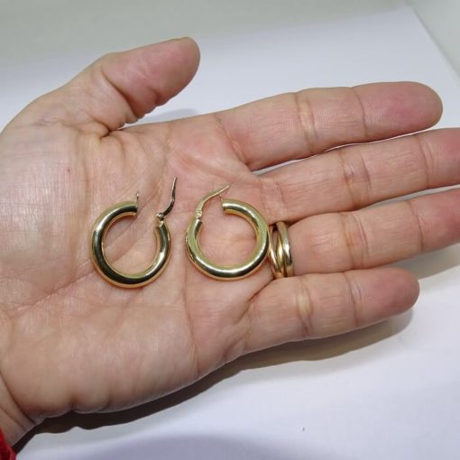 Aros lisos oro gruesos 4x15 - Imagen 6