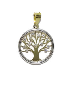 Árbol de la Vida de Oro Amarillo y Oro Blanco de 18k con circonitas (SIN CADENA)