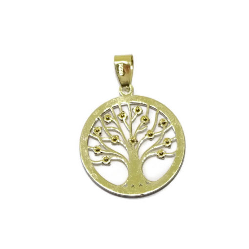 Árbol de la Vida de Oro Amarillo y Oro Blanco de 18k con circonitas (SIN CADENA) - Imagen 3
