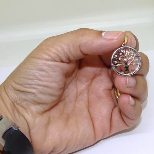 Árbol de la Vida de Oro Amarillo y Oro Blanco de 18k con circonitas (SIN CADENA) - Imagen 2