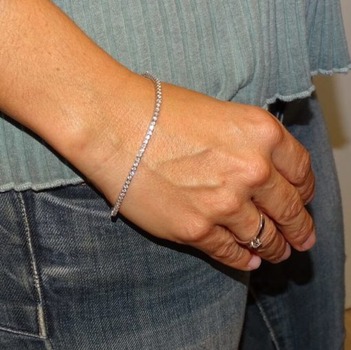 Pulsera Tipo Riviere de Diamantes y Oro Blanco - Imagen 2