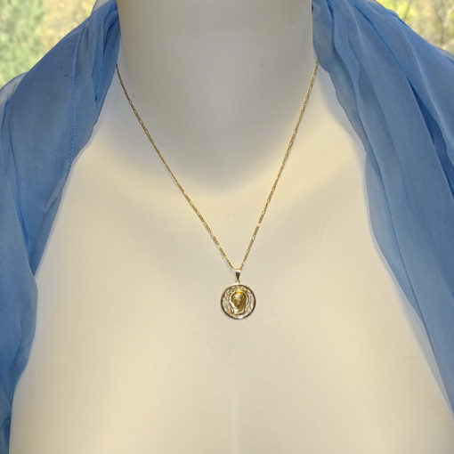 Medalla calada grande de 18mm oro 18k con Cadena - Imagen 2