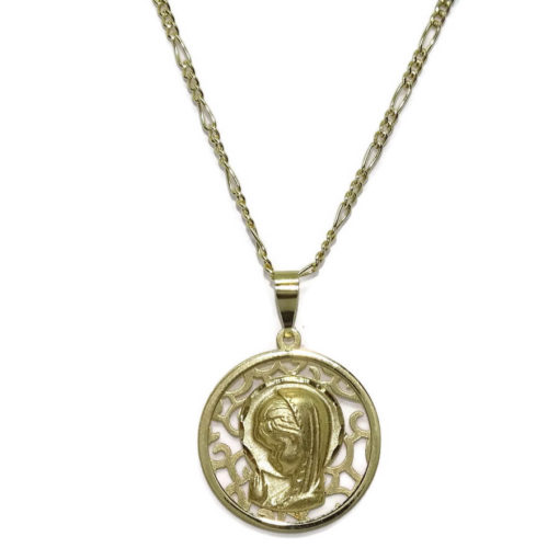 Medalla calada grande de 18mm oro 18k con Cadena