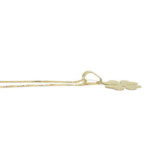 Colgante trébol de la suerte y cadena veneciana todo oro 18k - Imagen 4
