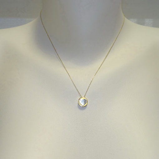 colgante nácar y oro cadena mini forzada oro 18k - Imagen 2
