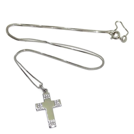 Cruz con circonitas el los lados y cadena de 45cm - Imagen 5