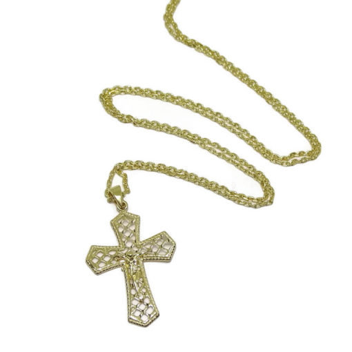 Cruz con Cristo grande con cadena especial comunión - Imagen 5