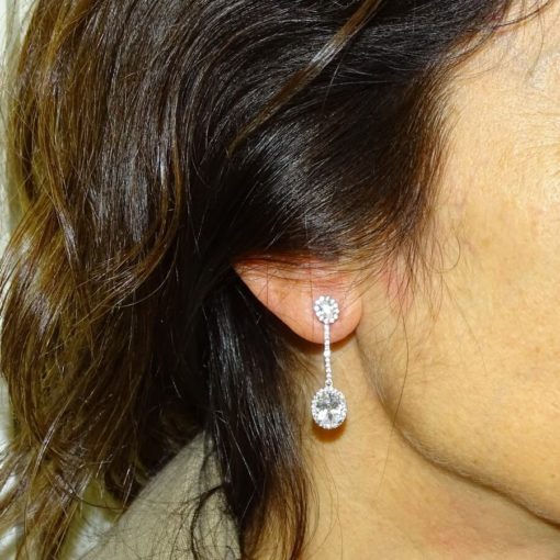 pendientes desmontables de oro blanco y circonitas largos novia y mas - Imagen 2