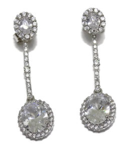 pendientes desmontables de oro blanco y circonitas largos novia y mas