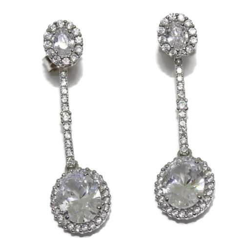 pendientes desmontables de oro blanco y circonitas largos novia y mas