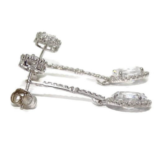 pendientes desmontables de oro blanco y circonitas largos novia y mas - Imagen 3