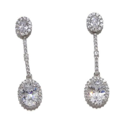 pendientes desmontables de oro blanco y circonitas largos novia y mas - Imagen 10
