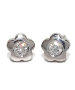 pendientes diamantes 0,40cts flor oro 18k