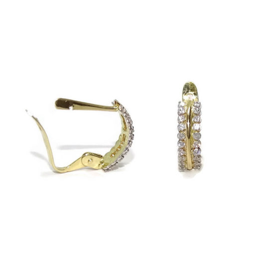 pendientes oro bicolor con circonitas para niña - Imagen 5