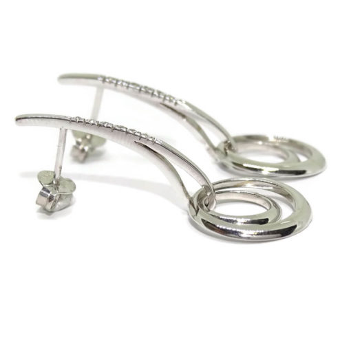 pendientes largos y originales oro blanco y circonitas - Imagen 3