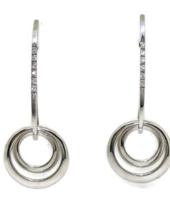 pendientes largos y originales oro blanco y circonitas