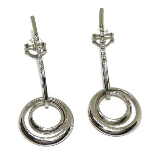 pendientes largos y originales oro blanco y circonitas - Imagen 5