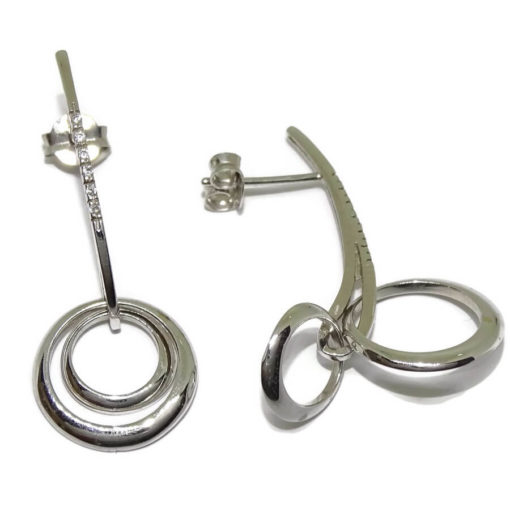 pendientes largos y originales oro blanco y circonitas - Imagen 6