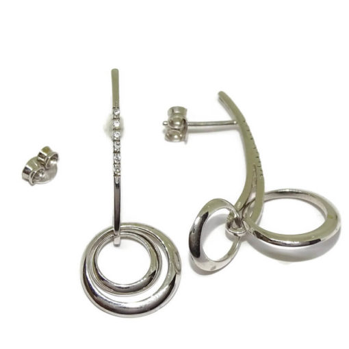 pendientes largos y originales oro blanco y circonitas - Imagen 7