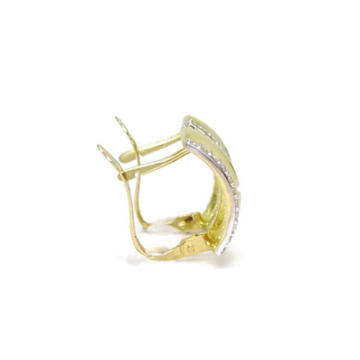 Pendientes para mujer grandes y vistosos bicolores con circonitas todo oro 18k - Imagen 3