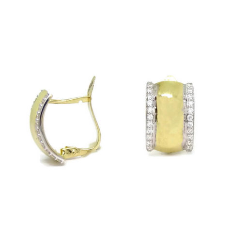 Pendientes para mujer grandes y vistosos bicolores con circonitas todo oro 18k - Imagen 4