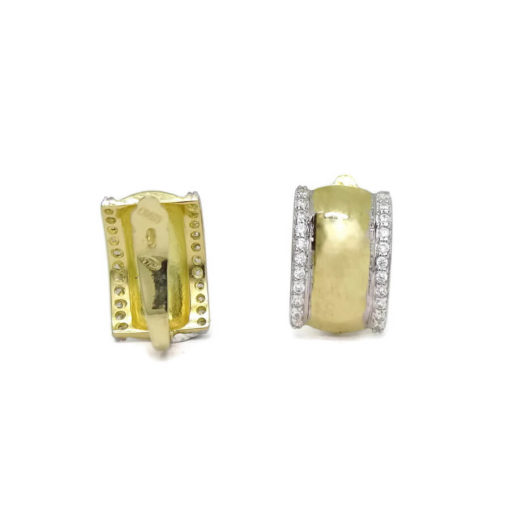 Pendientes para mujer grandes y vistosos bicolores con circonitas todo oro 18k - Imagen 5