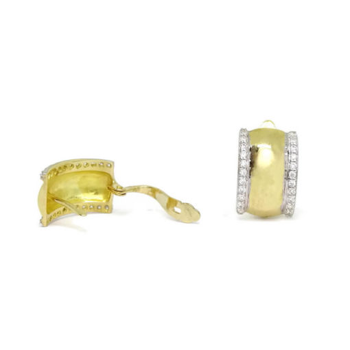 Pendientes para mujer grandes y vistosos bicolores con circonitas todo oro 18k - Imagen 6