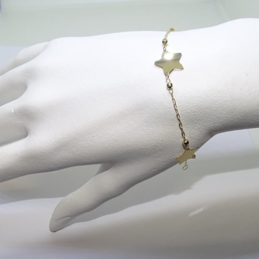 pulsera estrellas y bolas de oro para mujer o comunión 2,25gr de oro de 1ª Ley - Imagen 2