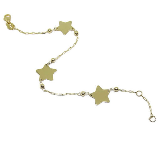 pulsera estrellas y bolas de oro para mujer o comunión 2,25gr de oro de 1ª Ley - Imagen 3