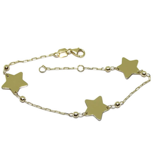 pulsera estrellas y bolas de oro para mujer o comunión 2,25gr de oro de 1ª Ley - Imagen 5