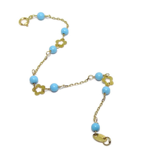 pulsera bebe con turquesa oro 18k - Imagen 2