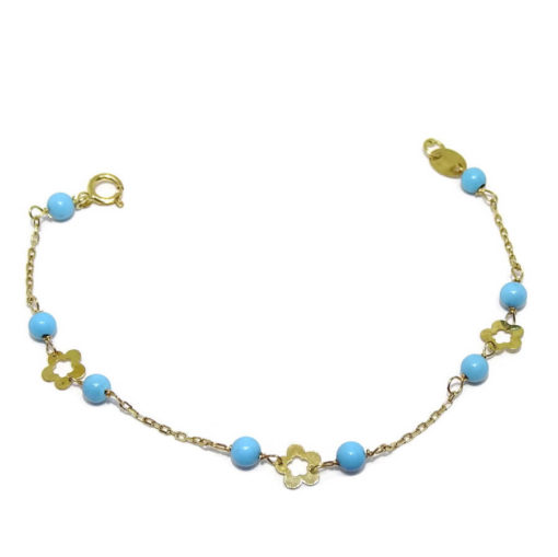pulsera bebe con turquesa oro 18k