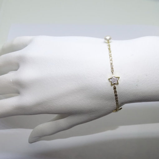 Pulsera para comunión de niña con estrellas y perlas cultivadas - Imagen 2