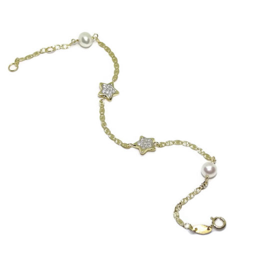 Pulsera para comunión de niña con estrellas y perlas cultivadas - Imagen 3
